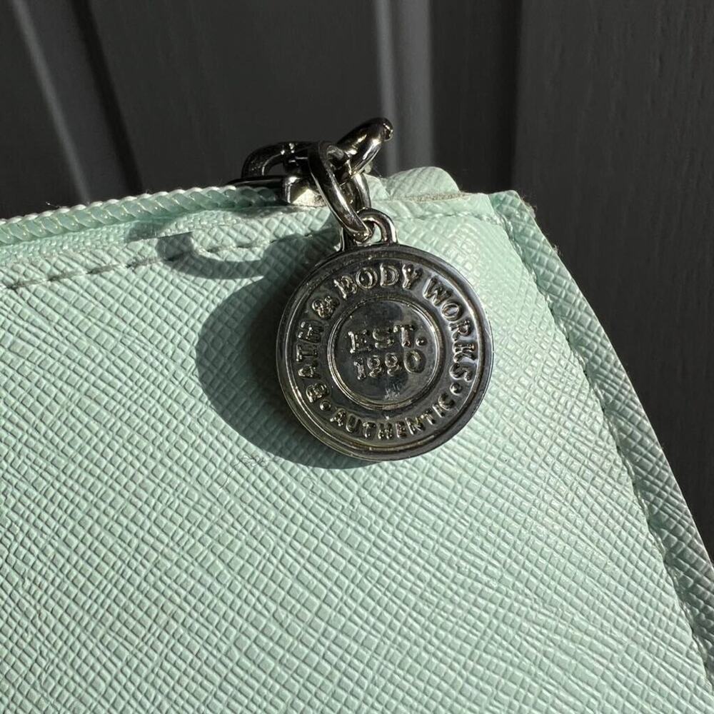 Bath and Body Works Zipper Pouch Coin Purse Soft Studded Hello Pastel Teal - Picture 7 of 7